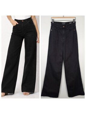Judy Blue Retro Wide Leg Jeans Stretch High Rise Black Size 26